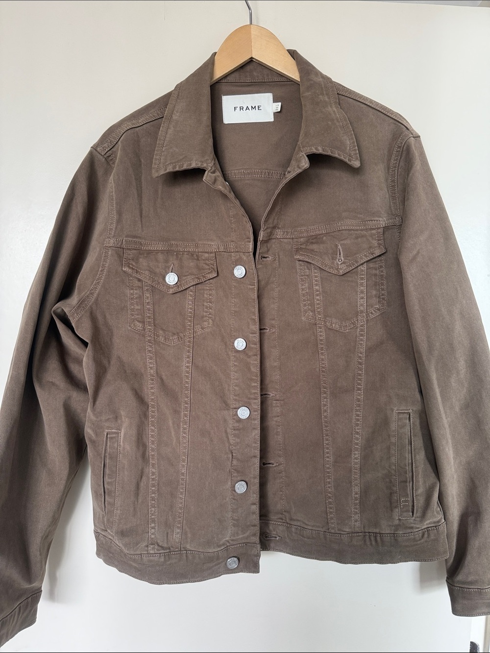 Frame Denim Brown Cotton-Blend Trucker Jacket